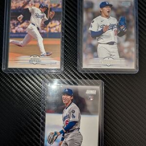 2025 Topps Stadium Club Dodgers 3 Card Lot - Ohtani, Kim, Yamamoto